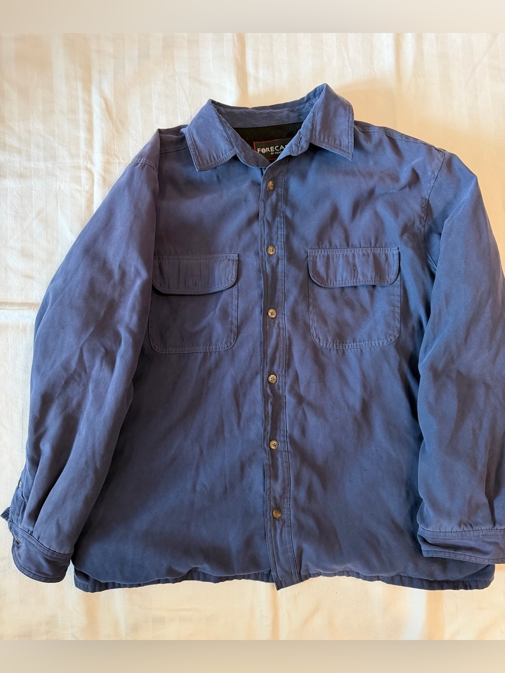 Forecast by Weatherproof Navy Blue Button Down Shirt Fleece Lined Mens XL